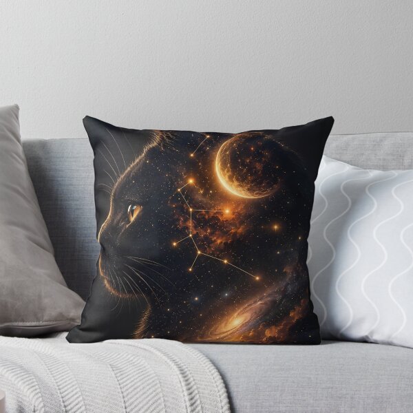 Item preview, Celestial Black Cat Galaxy Cosmic Space Art designed and sold by Moodprint5.