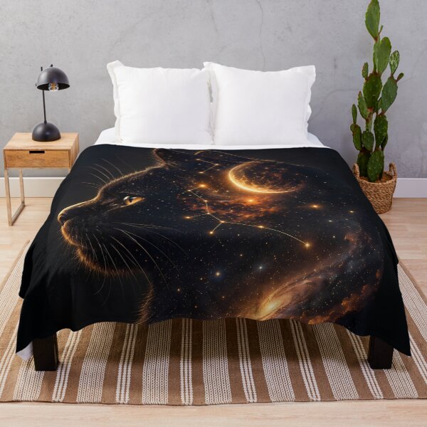 Item preview, Celestial Black Cat Galaxy Cosmic Space Art designed and sold by Moodprint5.