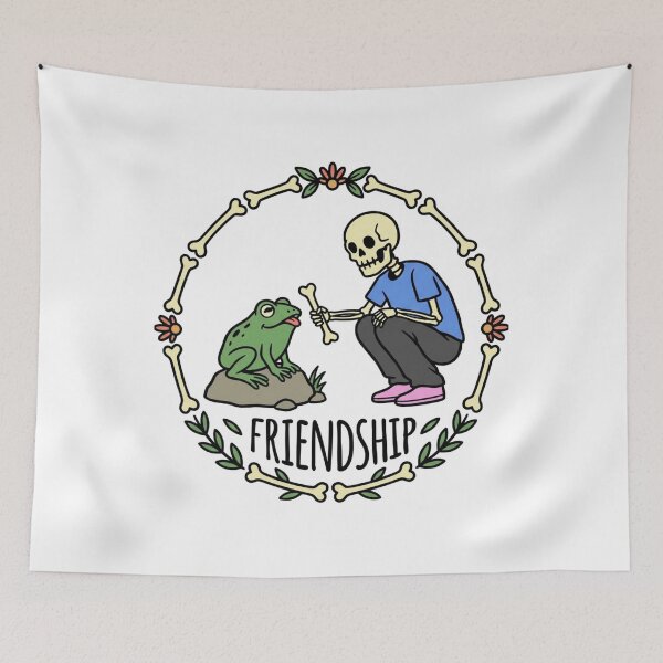 Item preview, Skeleton Feeding Frog Bone Floral Wreath Art designed and sold by SiarheiYur.
