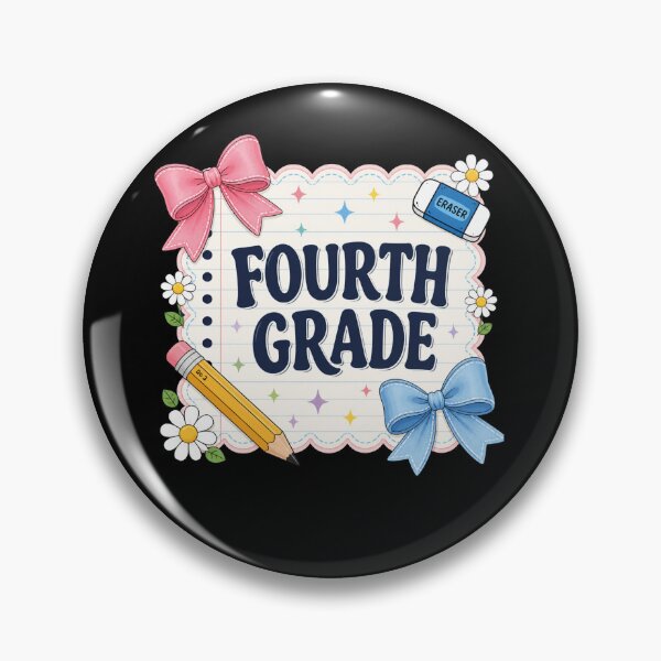 Item preview, Preppy Fourth Grade Teacher Blue Floral Coquette Pencil Bow designed and sold by viectory.