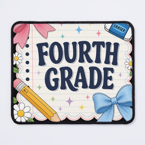 Item preview, Preppy Fourth Grade Teacher Blue Floral Coquette Pencil Bow designed and sold by viectory.