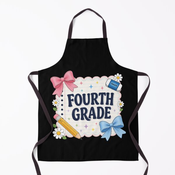 Item preview, Preppy Fourth Grade Teacher Blue Floral Coquette Pencil Bow designed and sold by viectory.