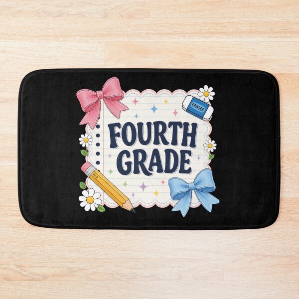 Item preview, Preppy Fourth Grade Teacher Blue Floral Coquette Pencil Bow designed and sold by viectory.
