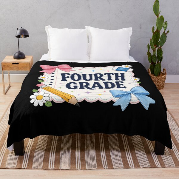 Aperçu de l'œuvre Preppy Fourth Grade Teacher Blue Floral Coquette Pencil Bow créée et vendue par viectory.