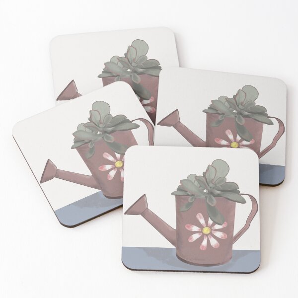 Item preview, Vintage Watering Can with Succulent Illustration Art Print designed and sold by altastudio.