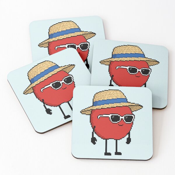 Item preview, Apple Pixel with a Straw Hat (BL) designed and sold by White Rim Mates.