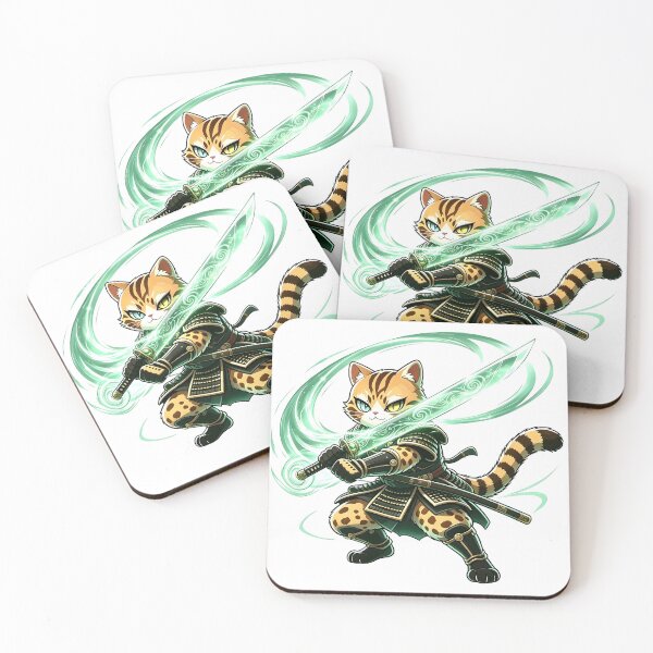 Item preview, The Gale-Force Felis Nigripes - Fantasy Samurai Cat Warrior designed and sold by ABYSSLAB.