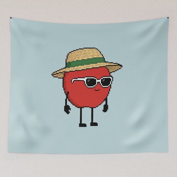 Item preview, Apple Pixel with a Straw Hat (GN) designed and sold by White Rim Mates.