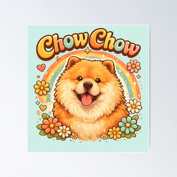Item preview, Cute Chow Chow Dog Rainbow Floral Kawaii Design designed and sold by blankTeeShirt.