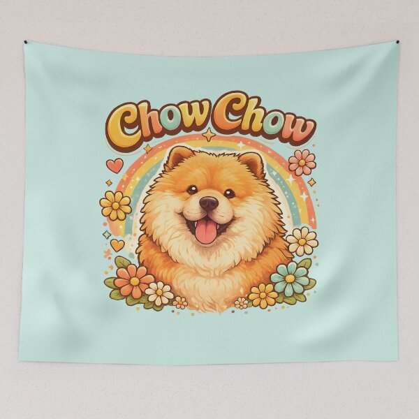 Item preview, Cute Chow Chow Dog Rainbow Floral Kawaii Design designed and sold by blankTeeShirt.