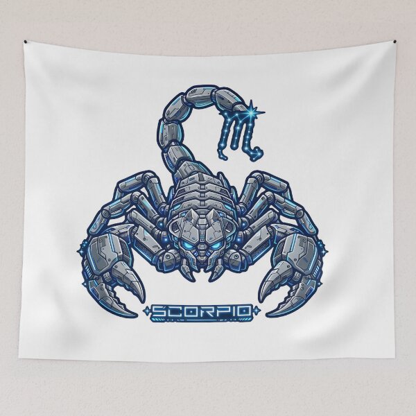 Item preview, Scorpio Cyber Robot Scorpion Blue Neon Mech Zodiac Art designed and sold by Zodiac Celestial Art.