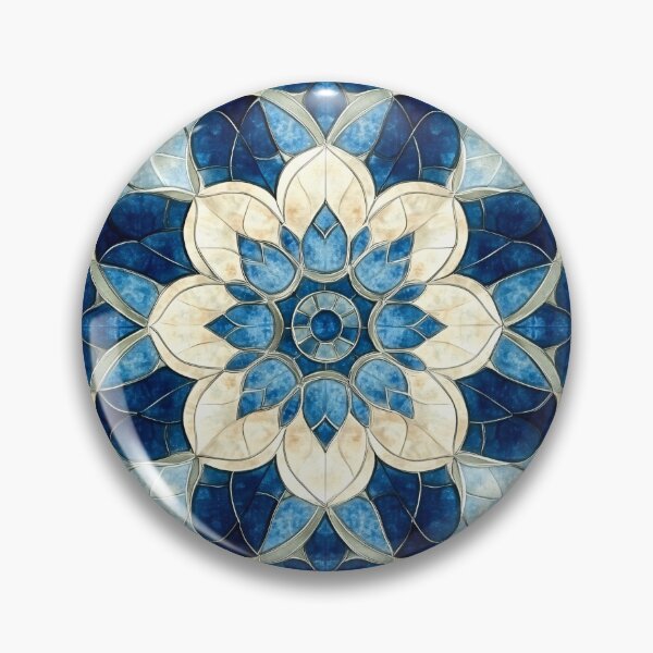 Item preview, Sapphire Lotus Stained Glass Mandala designed and sold by GrinGalore.