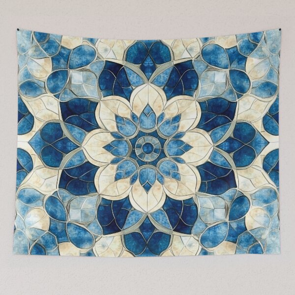 Item preview, Sapphire Lotus Stained Glass Mandala designed and sold by GrinGalore.