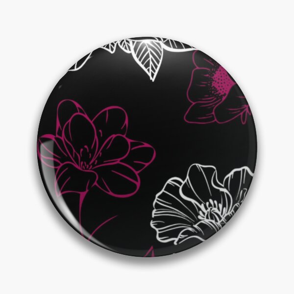 Item preview, Elegant Magenta and White Floral Line Art on Black designed and sold by DreamyBrushArt.