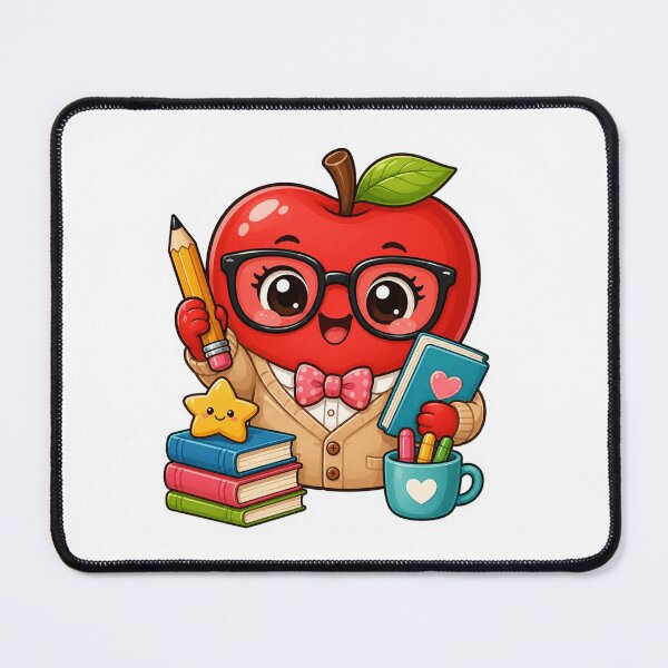 Item preview, Cute Teacher Apple | Kawaii Apple Teacher with Glasses, Books & Pencil | Back to School Gift designed and sold by Pixanova.