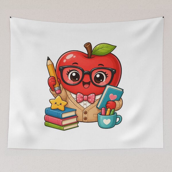 Item preview, Cute Teacher Apple | Kawaii Apple Teacher with Glasses, Books & Pencil | Back to School Gift designed and sold by Pixanova.