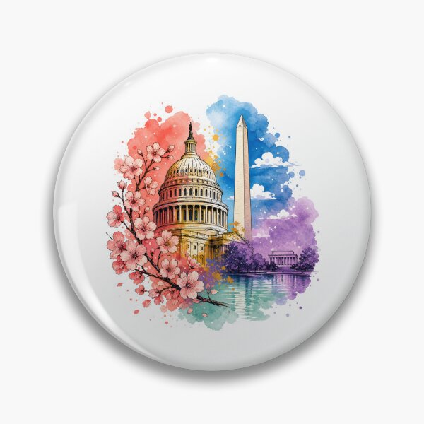 Item preview, Washington DC Watercolor – Capitol Cherry Panorama designed and sold by Fenay Designs.