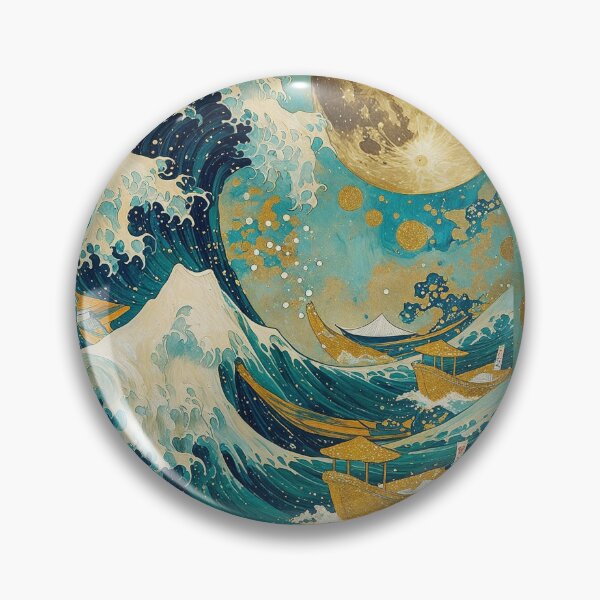Item preview, Golden Moon Japanese Wave Poster | Ukiyo-e Ocean Wall Art designed and sold by RSDigitalPrintDesign.