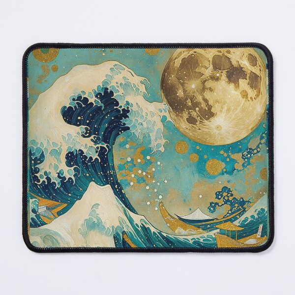 Item preview, Golden Moon Japanese Wave Poster | Ukiyo-e Ocean Wall Art designed and sold by RSDigitalPrintDesign.