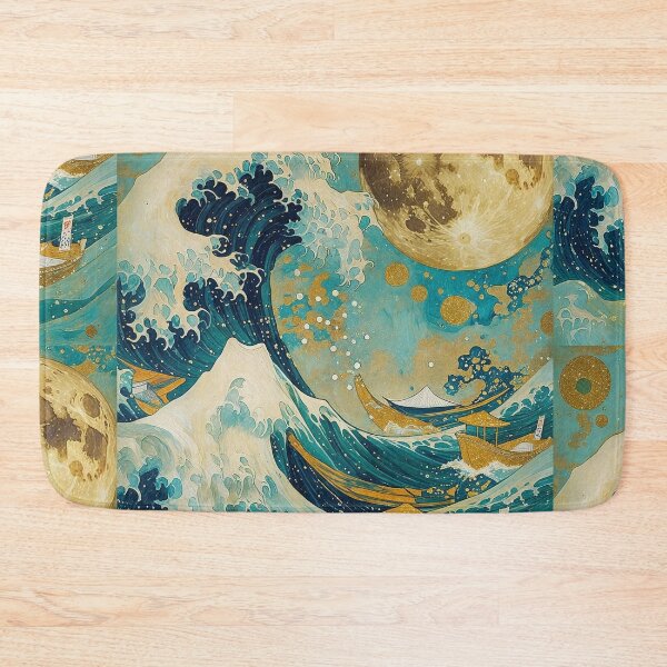 Item preview, Golden Moon Japanese Wave Poster | Ukiyo-e Ocean Wall Art designed and sold by RSDigitalPrintDesign.