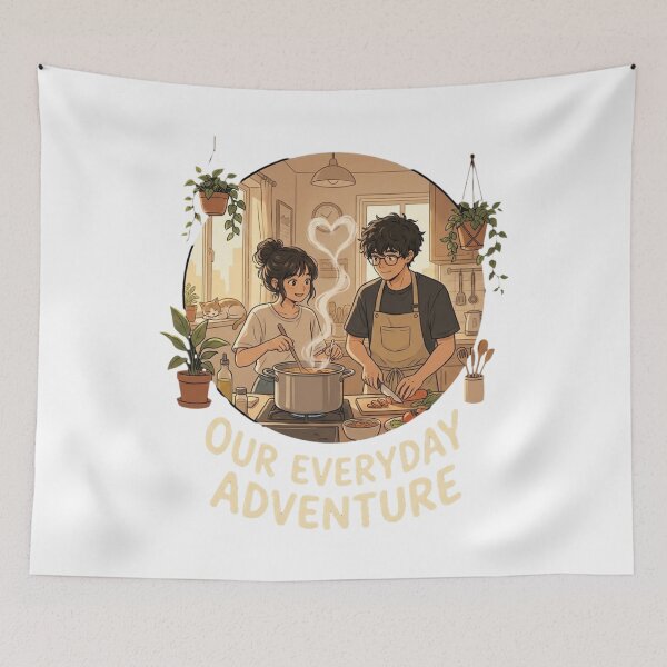 Item preview, Couple Cooking Together Anime Style Kitchen Love designed and sold by SiarheiYur.
