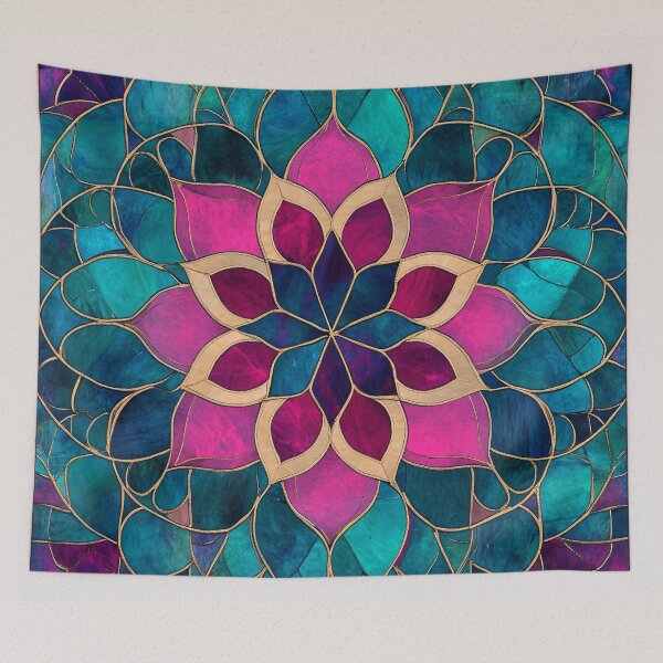 Item preview, Radiant Lotus Stained Glass Mandala designed and sold by GrinGalore.