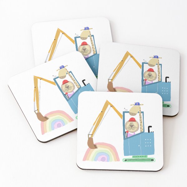 Item preview, Lion and Giraffe Construction Workers with Rainbow designed and sold by Carla Daly.