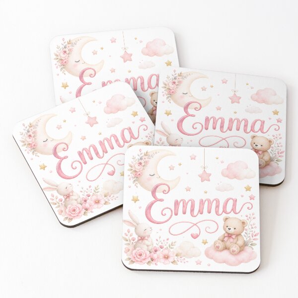 Item preview, Emma Name Baby Girl Nursery Bunny Teddy Bear Design designed and sold by GalaMine.