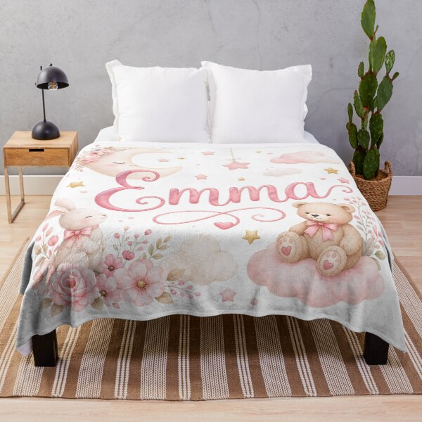 Item preview, Emma Name Baby Girl Nursery Bunny Teddy Bear Design designed and sold by GalaMine.