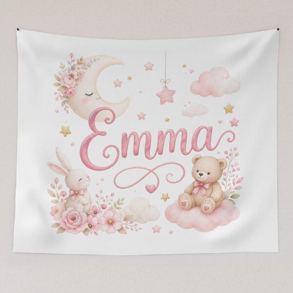 Item preview, Emma Name Baby Girl Nursery Bunny Teddy Bear Design designed and sold by GalaMine.