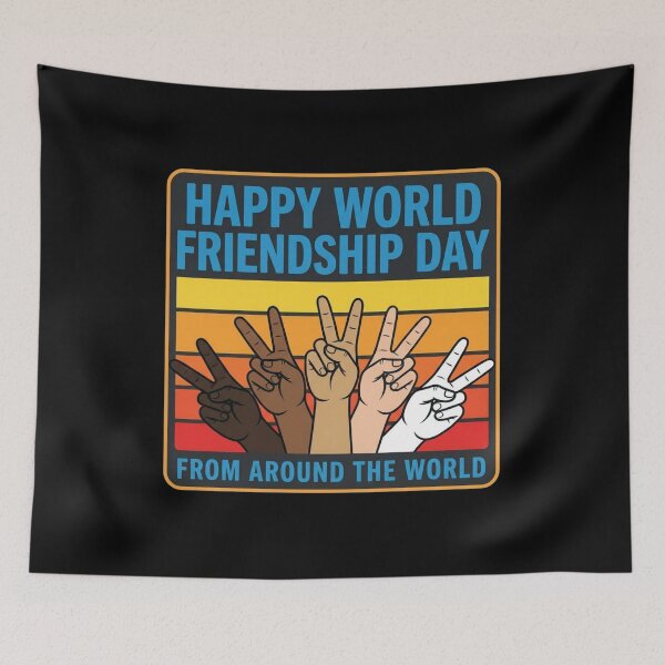 Item preview, Happy World Friendship Day Peace Hands Retro designed and sold by SiarheiYur.
