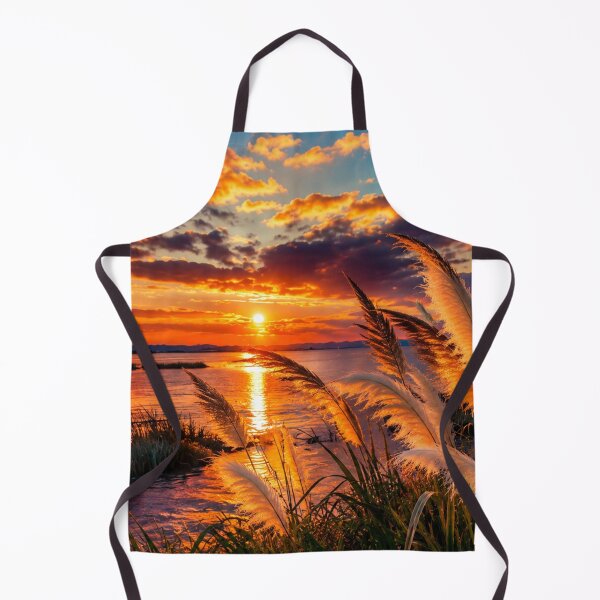 Item preview, Golden Sunset Over Tranquil Waters with Pampas Grass designed and sold by Wild Bloom Paws.