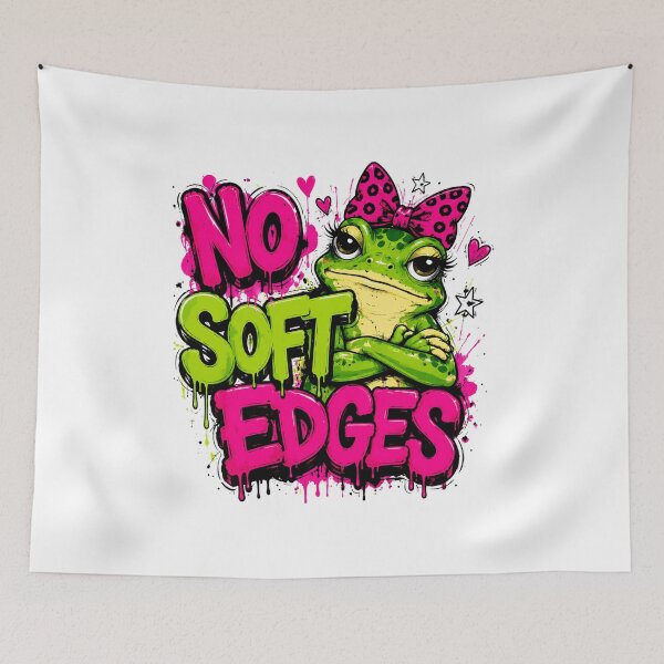 Item preview, No Soft Edges Funny Frog Sarcastic Quote Cute Frog Aesthetic Colorful Illustration designed and sold by Merchrise.