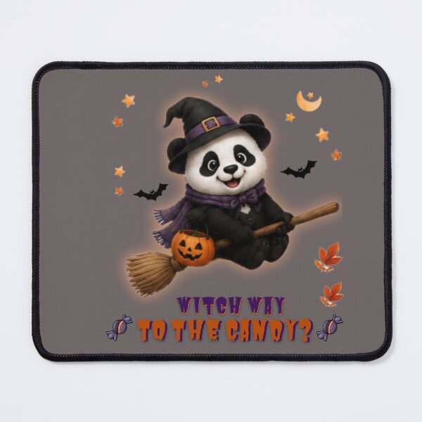 Item preview, Cute Halloween Panda Witch Riding Broom – Witch Way to the Candy? Funny Trick or Treat Design designed and sold by EnginerdStudio.
