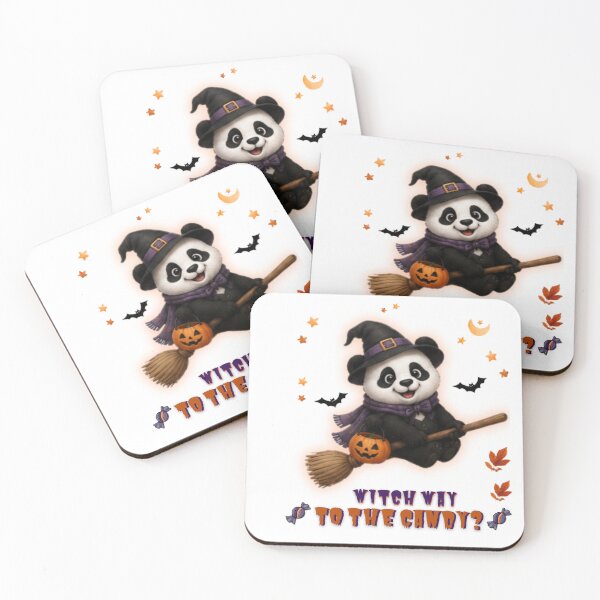Item preview, Cute Halloween Panda Witch Riding Broom – Witch Way to the Candy? Funny Trick or Treat Design designed and sold by EnginerdStudio.