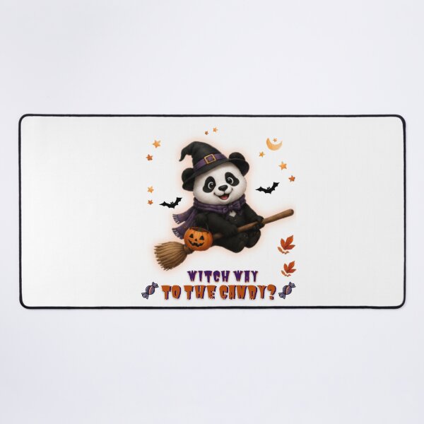 Item preview, Cute Halloween Panda Witch Riding Broom – Witch Way to the Candy? Funny Trick or Treat Design designed and sold by EnginerdStudio.