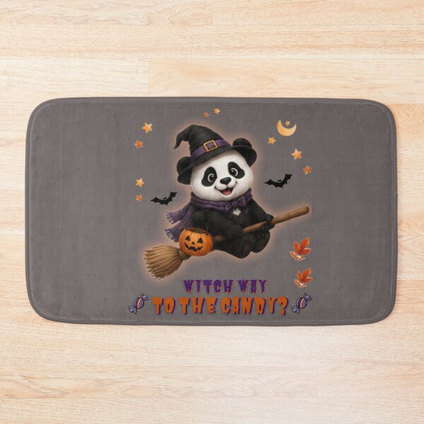 Item preview, Cute Halloween Panda Witch Riding Broom – Witch Way to the Candy? Funny Trick or Treat Design designed and sold by EnginerdStudio.