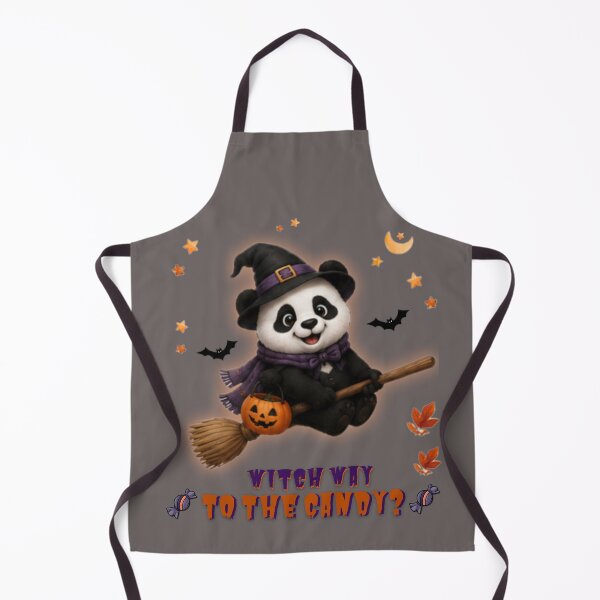 Item preview, Cute Halloween Panda Witch Riding Broom – Witch Way to the Candy? Funny Trick or Treat Design designed and sold by EnginerdStudio.