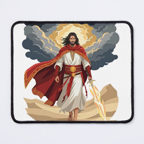 Item preview, Revelation 22:12 Jesus Warrior with Flaming Sword designed and sold by Skotecky.