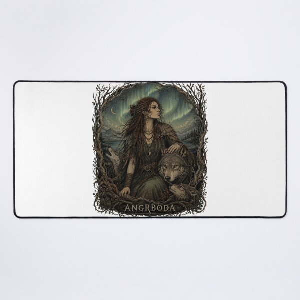 Item preview, Angrboda Norse Giantess Mother of Monsters — Dark Viking Mythology Portrait | Qorvun Defeated Legends designed and sold by Qorvun.