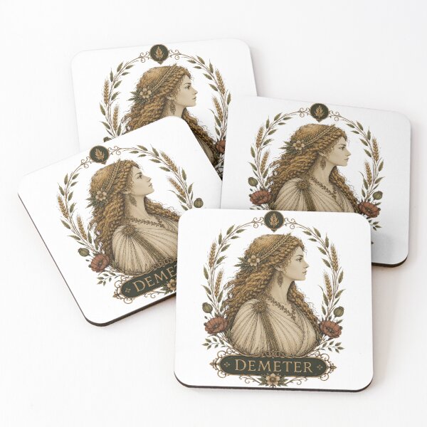 Item preview, Demeter Greek Goddess of the Harvest — Wheat and Poppies Botanical Mythology Portrait | Qorvun Defeated Legends designed and sold by Qorvun.