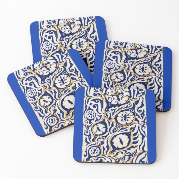 Item preview, Ancient Garden Gzhel Kintsugi Tile designed and sold by JFOdesign.