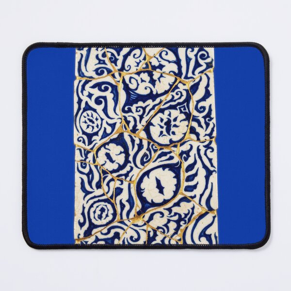 Item preview, Ancient Garden Gzhel Kintsugi Tile designed and sold by JFOdesign.
