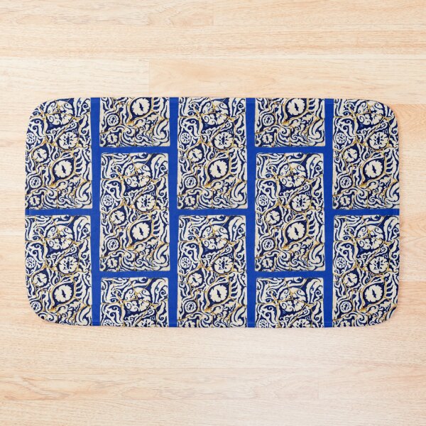 Item preview, Ancient Garden Gzhel Kintsugi Tile designed and sold by JFOdesign.