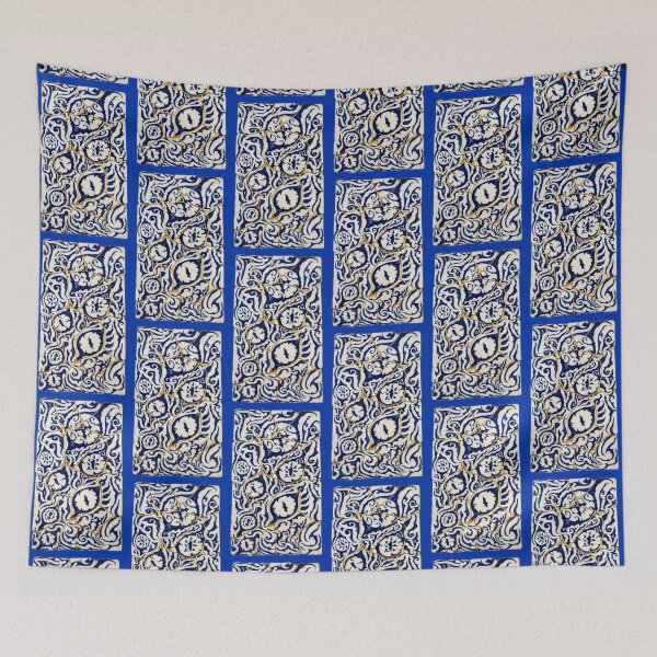 Item preview, Ancient Garden Gzhel Kintsugi Tile designed and sold by JFOdesign.
