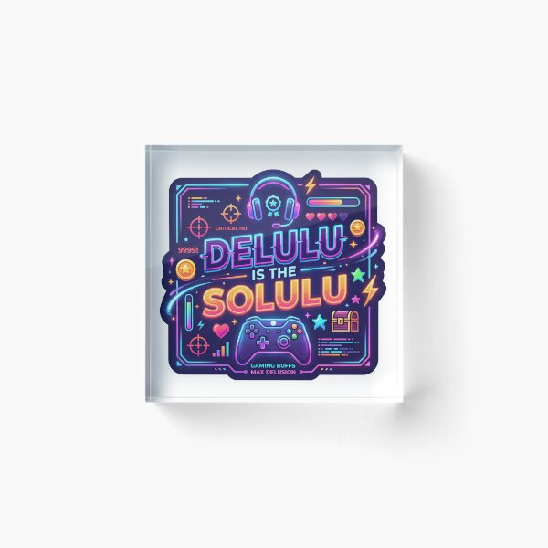 Item preview, Delulu is the Solulu - Funny Neon Gamer Controller Aesthetic designed and sold by LevelUpLad.