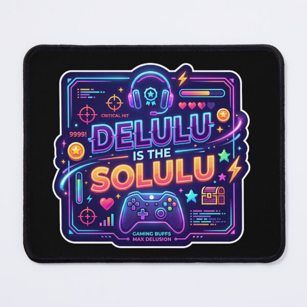 Item preview, Delulu is the Solulu - Funny Neon Gamer Controller Aesthetic designed and sold by LevelUpLad.