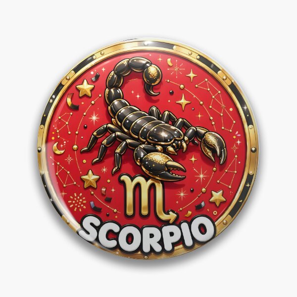 Item preview, Scorpio Gold Scorpion Red Stars Bold Zodiac Circle Art designed and sold by Zodiac Celestial Art.
