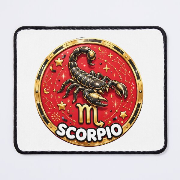 Item preview, Scorpio Gold Scorpion Red Stars Bold Zodiac Circle Art designed and sold by Zodiac Celestial Art.