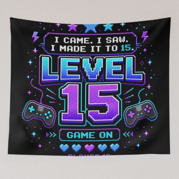 Item preview, I Came,  Saw, I Made It to 15 | Funny 15th Birthday Typography T-Shirt designed and sold by rushaib.